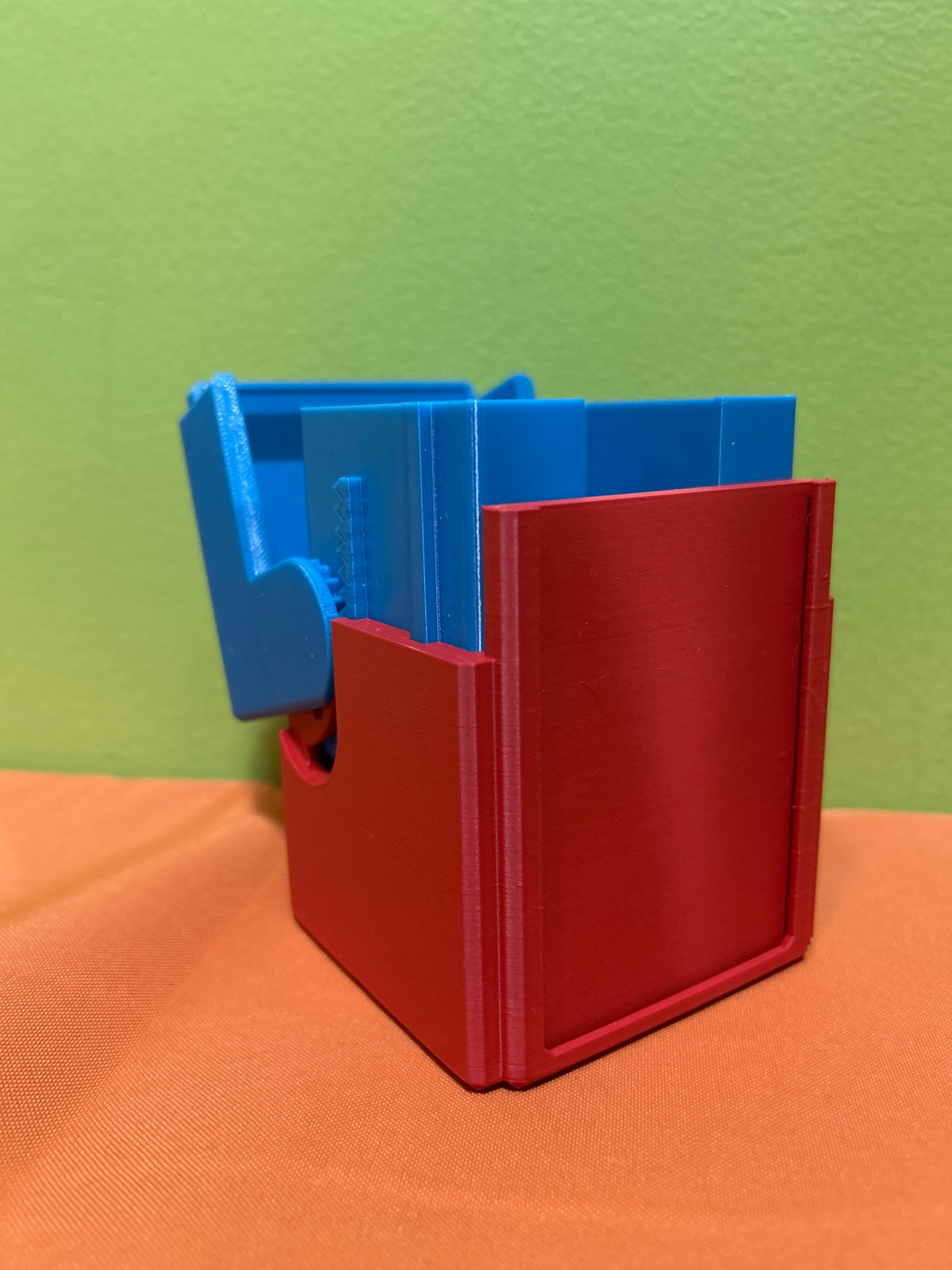 Deck Box- 3D printed- 100 Sleeved- Blue and Red