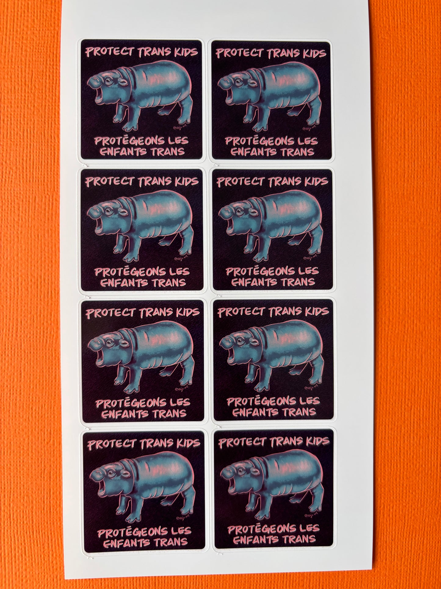 Moo Deng Protect Trans Kids Sticker