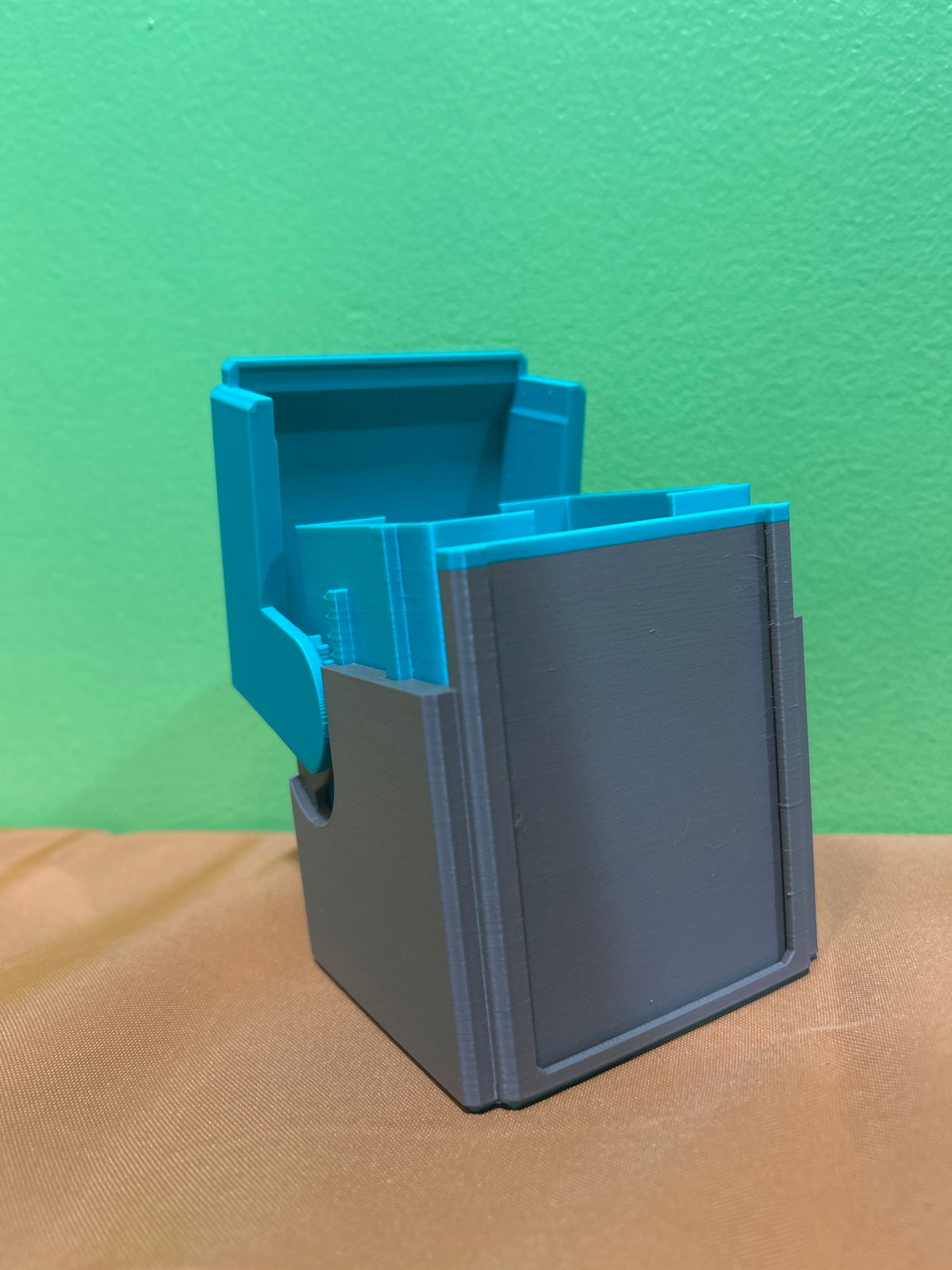 Deck Box- 3D printed- 100 Sleeved- Teal and Brown