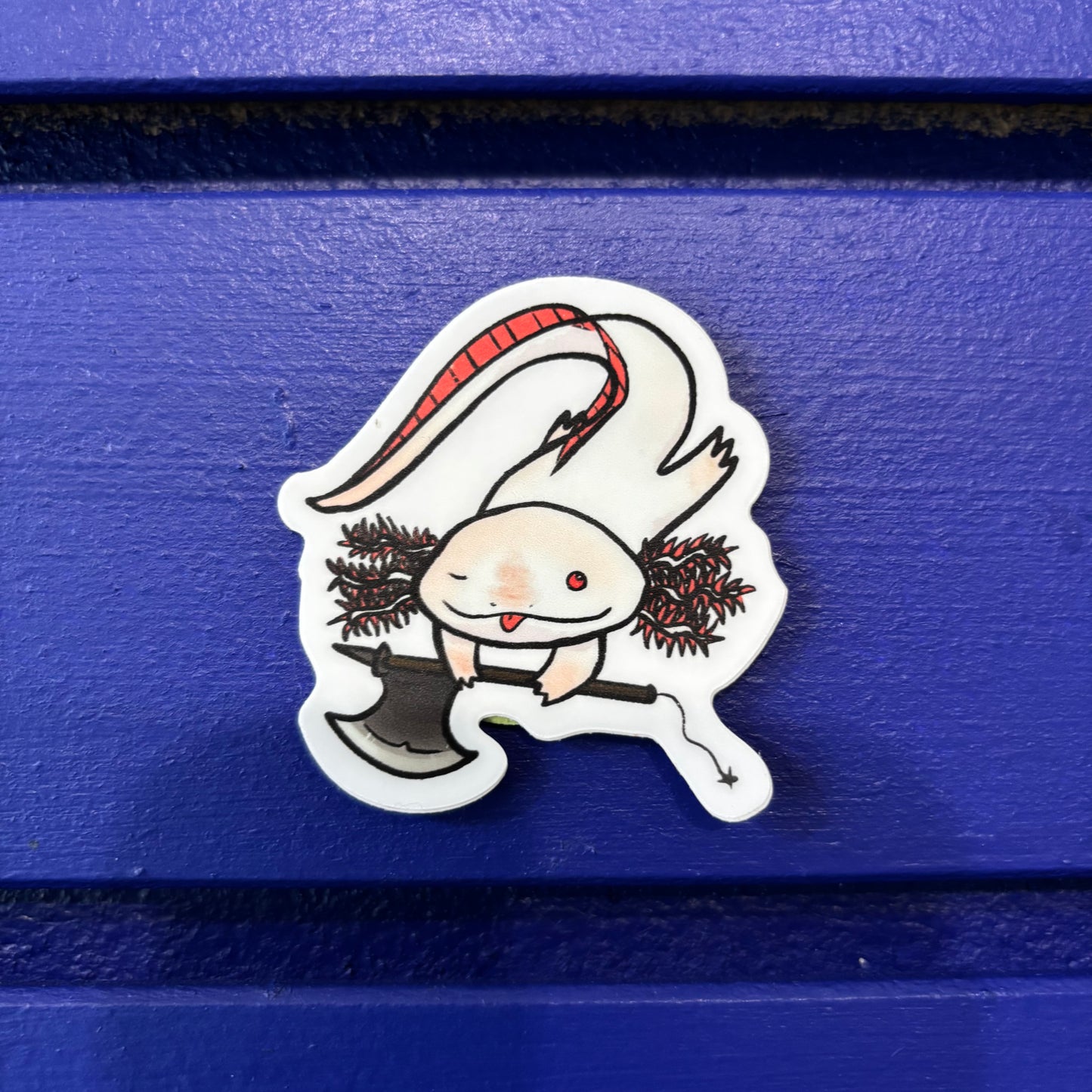 Axolotl blanc (autocollant) - Becky McKercher