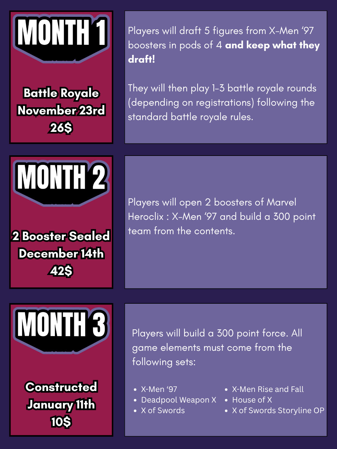 Heroclix Sentintel Strike OP Month 1 - November 23rd
