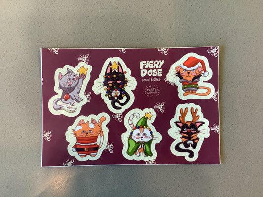 Xmas Kitties Sticker Sheet